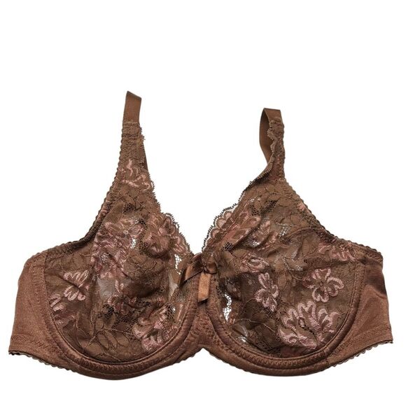 Brown Lace Underwire Bra 36C Adjustable Straps - Picture 1 of 7